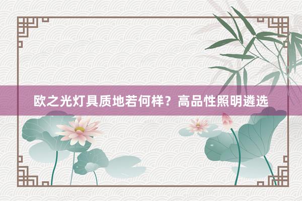欧之光灯具质地若何样？高品性照明遴选