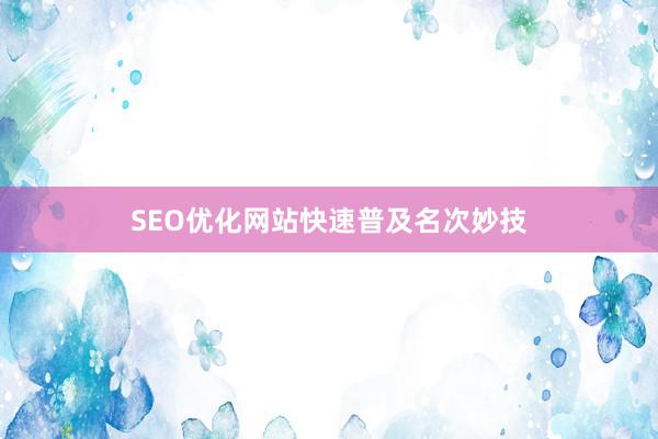 SEO优化网站快速普及名次妙技